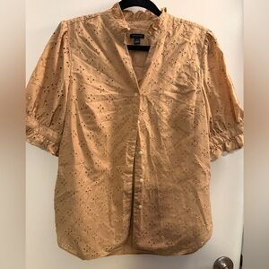 Ann Taylor Eyelet Button-Up Blouse, M